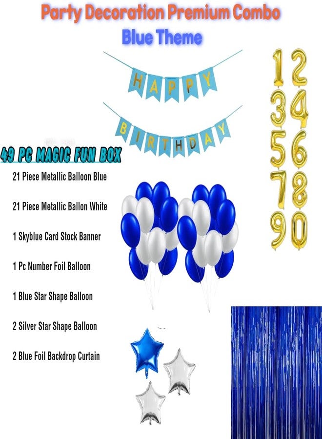 FOOGAA Premium Series First Happy Birthday Party Decoration Combo Blue Theme Banner (Set of 49) - Perfect for Birthday Celebrations, High-Quality, Easy to Use - Image 2